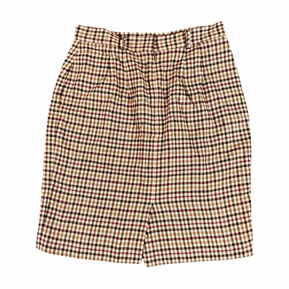 Vintage Talbots Women’s Plaid Wool Rayon Twill Pencil Knee Length Skirt Size 12